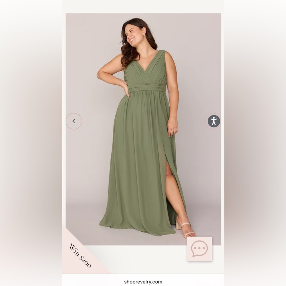 Revelry Green Sleeveless V-Neck Gown
